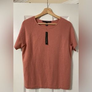 Linda Allard Ellen Tracy Rose Short Sleeve Top 100% Cashmere